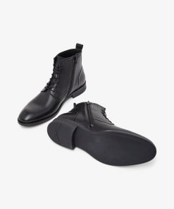 Bianco Biabyron Leather Lace-up Boots Black