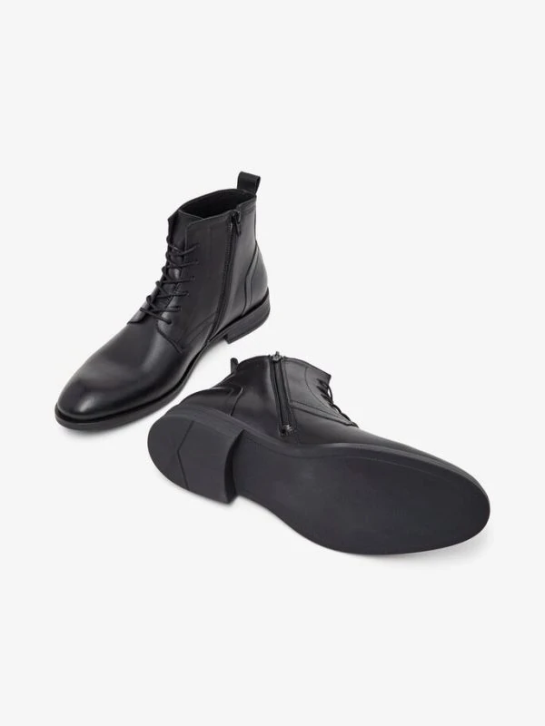 Bianco Biabyron Leather Lace-up Boots Black