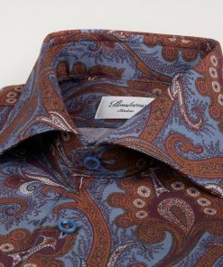 Stenströms Fitted Body Paisley Shirt Blue-brown