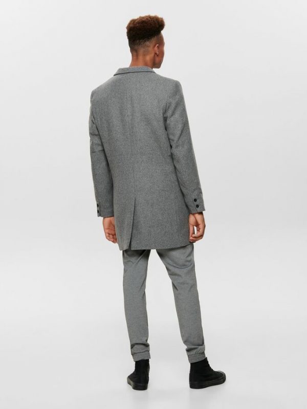 Only & Sons Julian Solid Wool Coat Grey