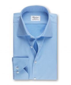 Stenströms Fitted Body Shirt Textured Blue
