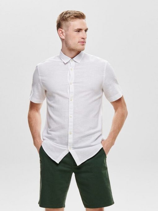 Only & Sons Caiden Life Linen Solid Shirt White