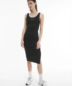 Calvin Klein Rib Jersey Midi Dress Black