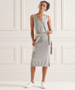 Superdry V-Neck Knitted Dress Mid Marl