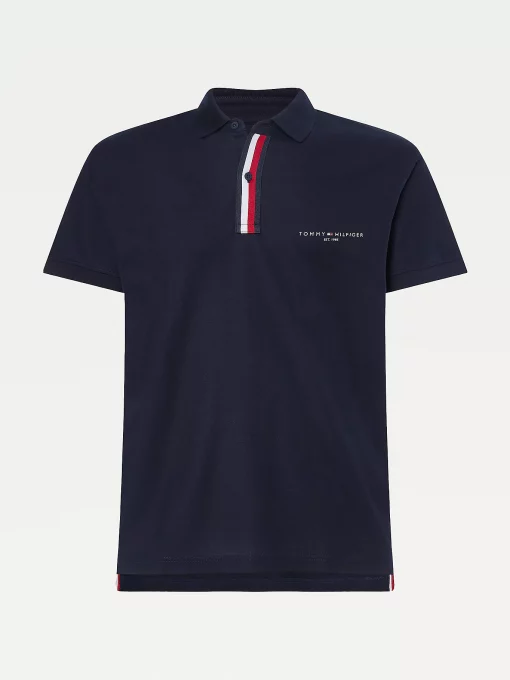 Tommy Hilfiger Stripe Placket Polo Shirt Desert Sky