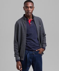 Gant Triangle Textures Full-zip Sweater Antracit Melange