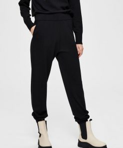 Selected Femme Sandra Wool Knit Pants Black