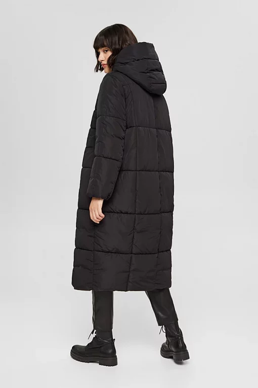 Esprit Long Quilted Coat Black