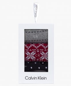Calvin Klein 3- Pack Fair Isle Socks Burgundy