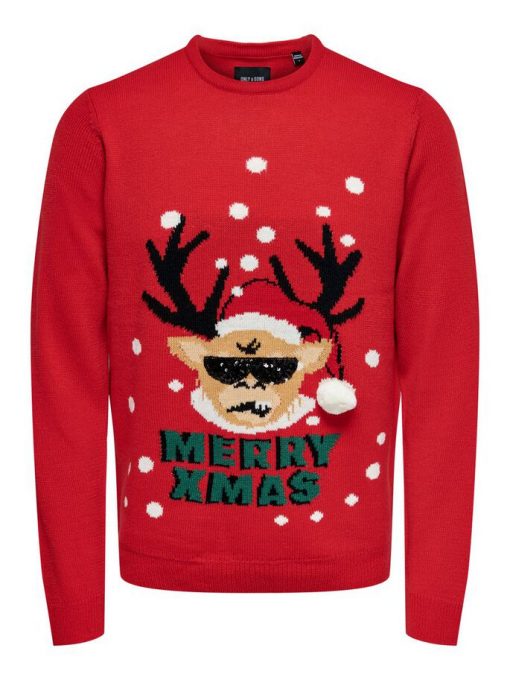 Only & Sons X-mas Sweet Santer Knit Pompeian Red