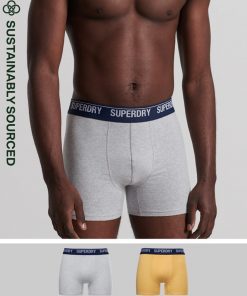 Superdry Organic Cotton Boxer Double Pack Yellow/grey