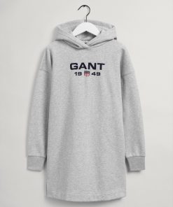 Gant Teen Girls Retro Shield Hoodie Dress Light Grey Melange