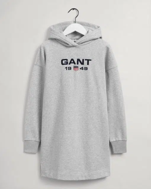 Gant Teen Girls Retro Shield Hoodie Dress Light Grey Melange