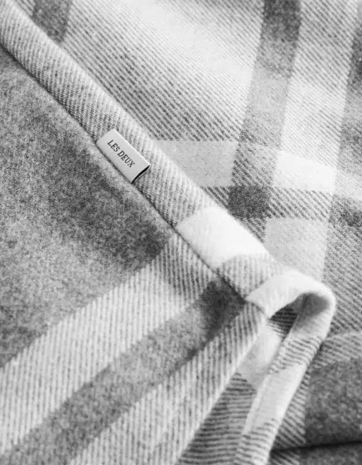 Les Deux Jeremy Check Flannel Shirt Light Grey Melange