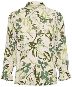 Part Two Nevin Shirt Green Painted Flower