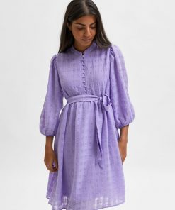 Selected Femme Fiona 3/4 Short Dress Violet Tulip