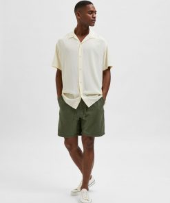 Selected Homme Newton Linen Shorts Olivine