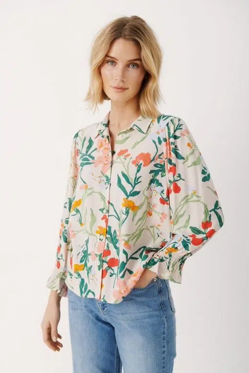 Part Two Nevin Shirt Blooming Dahlia Painted Flower