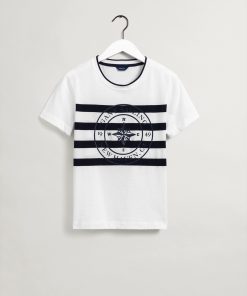 Gant Woman Printed Stripe T-shirt White