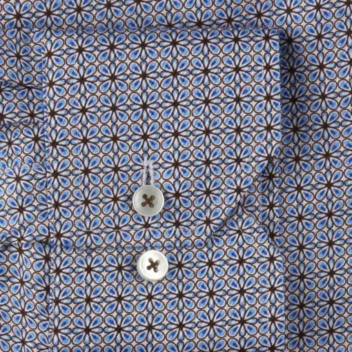 Stenströms Slimline Blue Geometric Patterned Shirt Blue