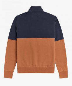 Fred Perry Colourblock Half Zip Sweatshirt Court Clay