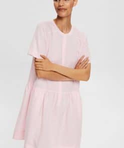 Esprit Linen Blend Dress Light Pink