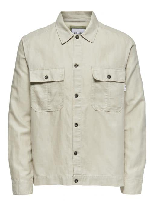 Only & Sons Kennet Life Linen Overshirt Grey