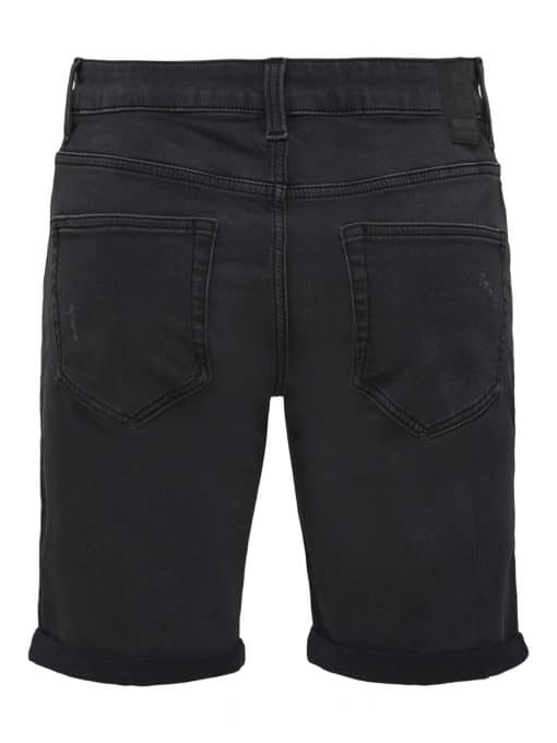 Only & Sons Ply Damage Denim Shorts Black