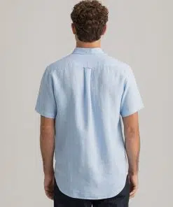 Gant Regular Fit Linen SS Shirt Silver Lake Blue