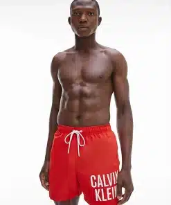 Calvin Klein Medium Drawstring Swim Shorts Deep Crimson