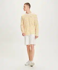 Knowledge Cotton Apparel Ls Striped T-shirt With Badge Honey Gold