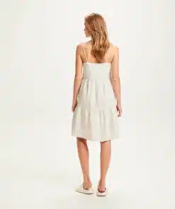 Knowledge Cotton Apparel Natural Linen Strap Dress Light Feather Gray