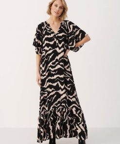 Part Two Othenia Dress Black Zebra Print