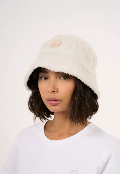 Knowledge Cotton Apparel Teddy Reversible Bucket Hat Star White