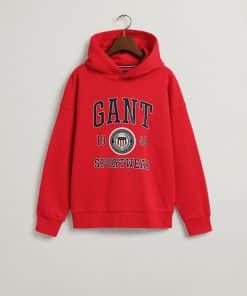 Gant Teens Crest Shield Hoodie Bright Red