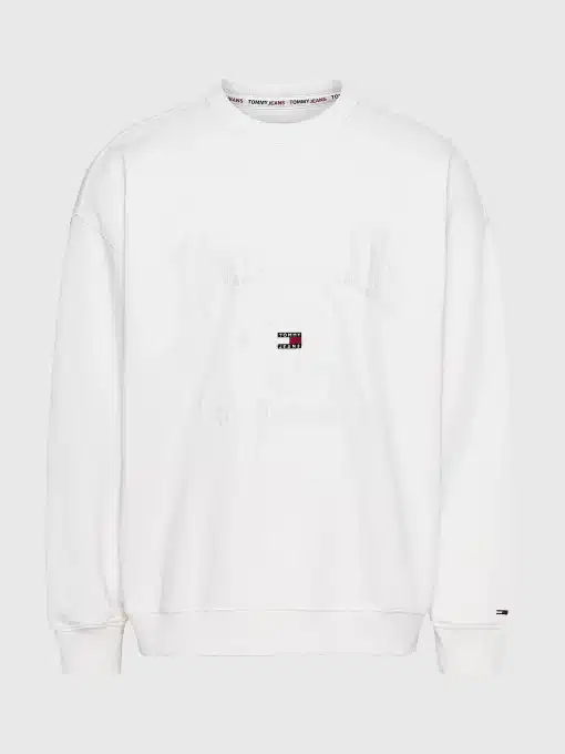 Tommy Jeans Logo Embroidery Slub Sweatshirt White