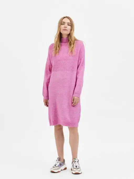 Selected Femme Mola Highneck Knit Dress Phlox Pink