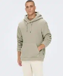 Only & Sons Remy Teddy Hoodie Grey