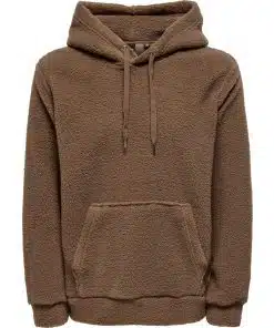 Only & Sons Remy Teddy Hoodie Brown