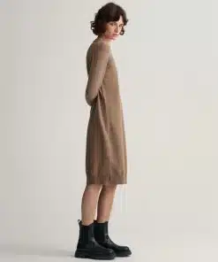 Gant Woman Superfine Lambswool Dress Mole Brown