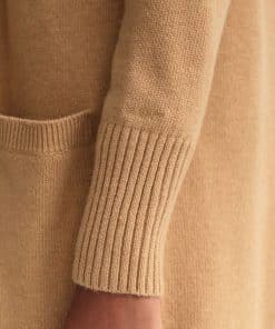 Gant Woman Long Wool Cardigan Warm Khaki