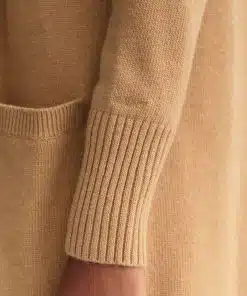 Gant Woman Long Wool Cardigan Warm Khaki