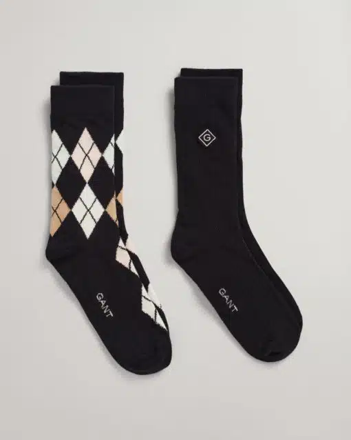 Gant Woman Argyle Socks 2-Pack Black