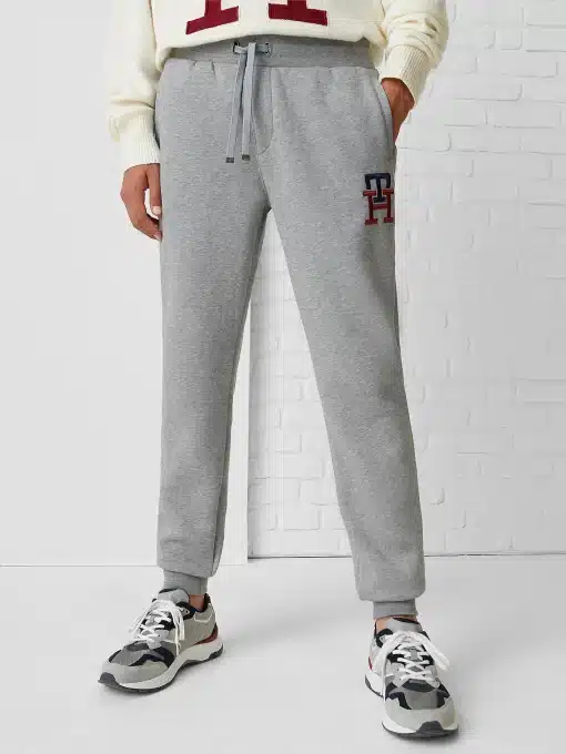 Tommy Hilfiger Embroidered Joggers Heathered Speckled Dark Grey