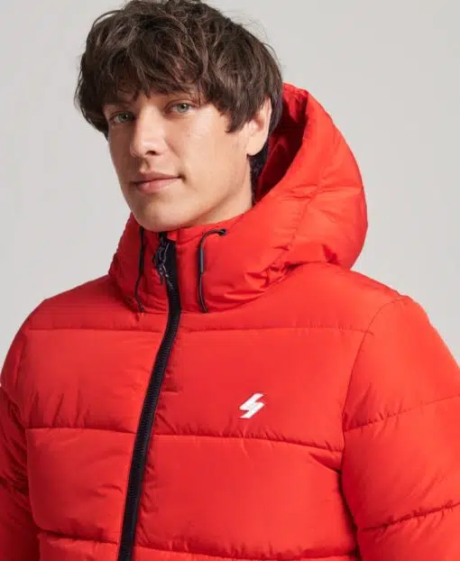 Superdry Sports Puffer Hooded Jacket Red