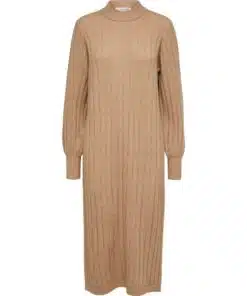 Selected Femme Glowie Knit O-Neck Dress Warm Taupe