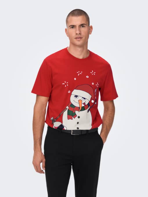 Only & Sons Christmas Tee Red