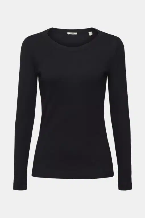 Esprit Ribbed Ls T-shirt Black