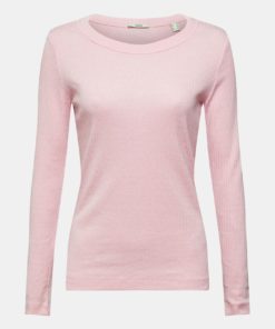 Esprit Ribbed Ls T-shirt Light Pink