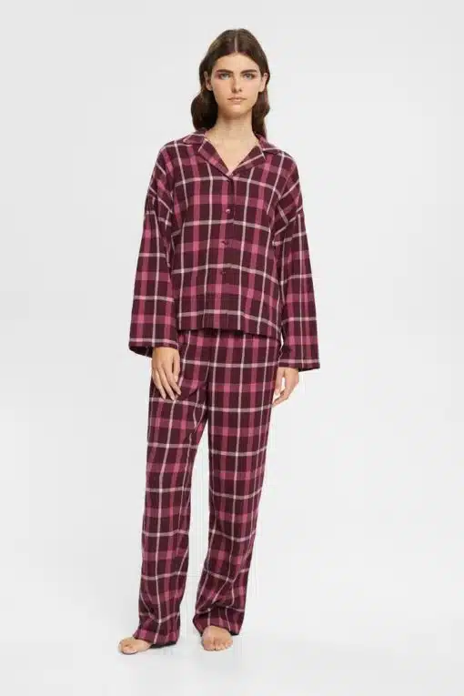 Esprit Flannel Pyjama Bordeaux Red